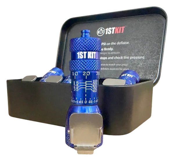 1STKIT Quick Connect Automatic Tire Deflators - Blue, Set of 4 (6-44 PSI)