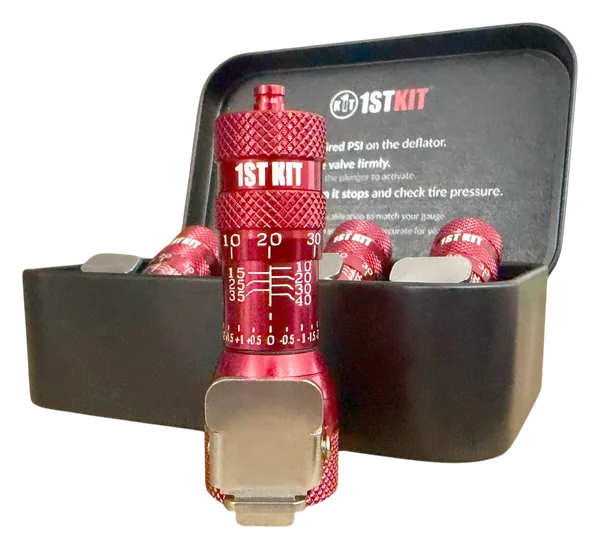 1STKIT Quick Connect Automatic Tire Deflators - Red, Set of 4 (6-44 PSI)